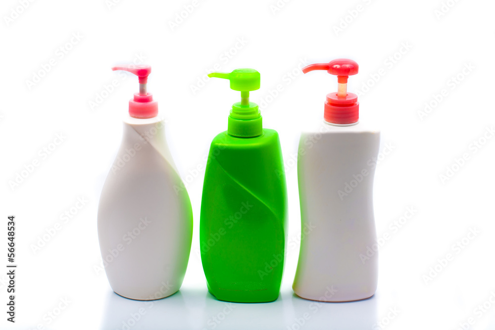 Collection of bottles of health and beauty products Collection of bottles of health and beauty products