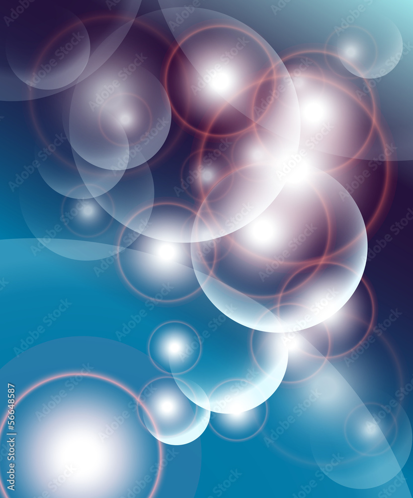 Abstract background dark blue with bubbles and light