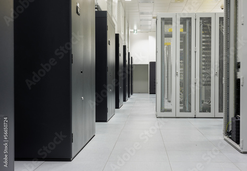 Clean industrial interior of a server room