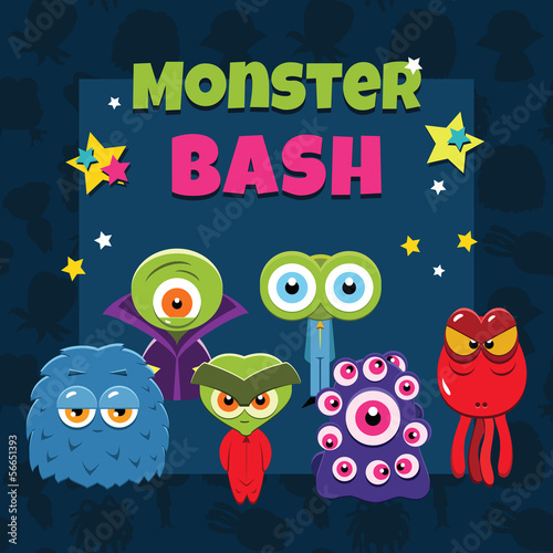 Vector monster party card