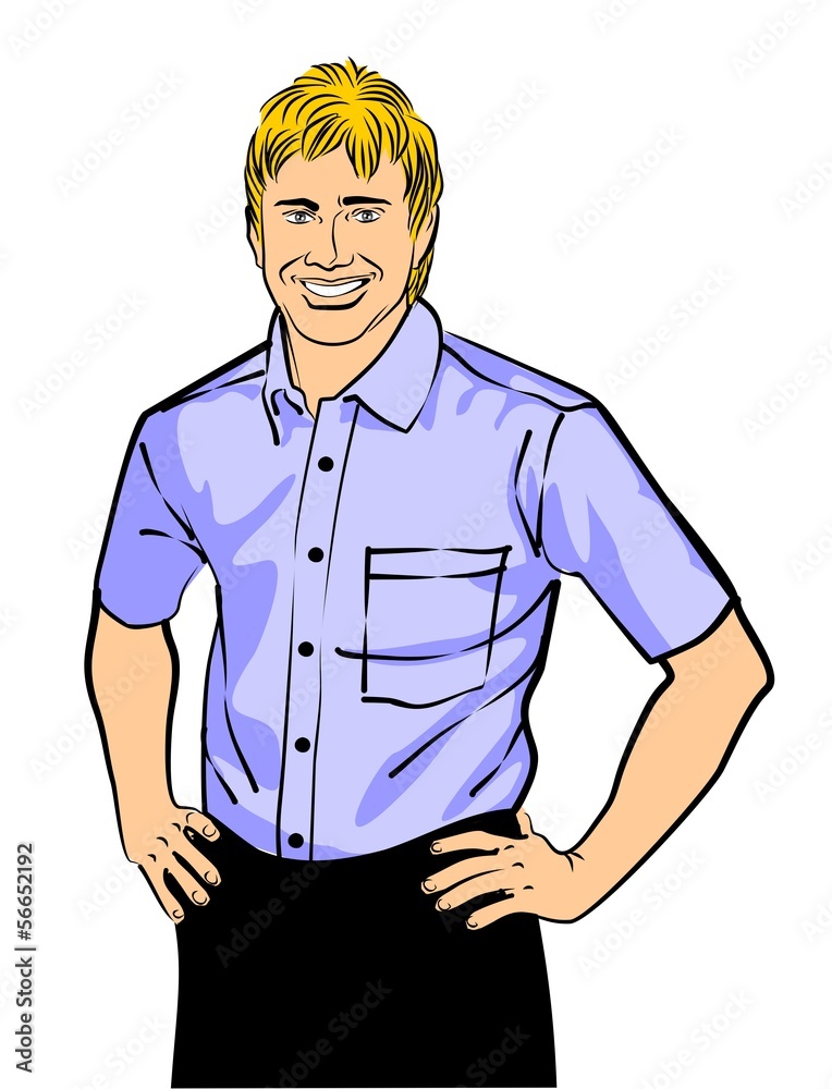 Young smiling man with hands on hips