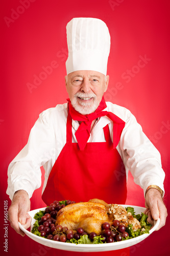 Chef Serves Turkey Dinner photo