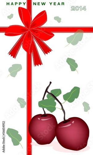 New Year Gift Card with Fresh Apple