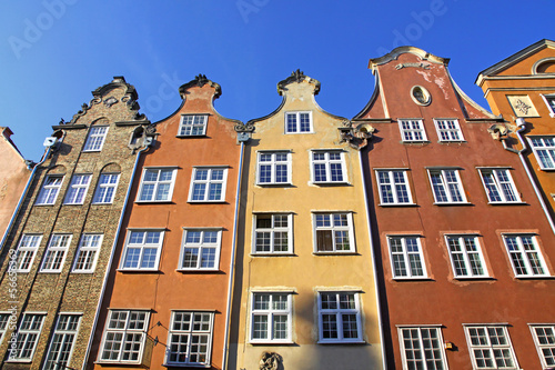 Colourful old buildings in City of Gdansk, Poland