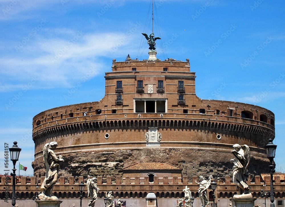 Castle St Angelo in Rome, over a blue sky, Itlay