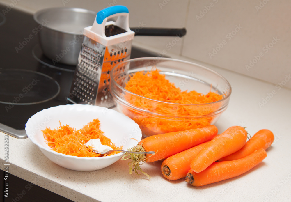 Carrot salad in  dish