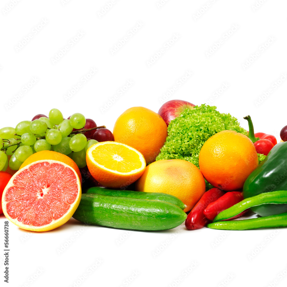 fruits and vegetables isolated on white background fruits and vegetables isolated on white background