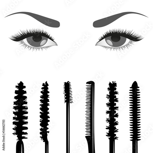 Set of mascara and eyes