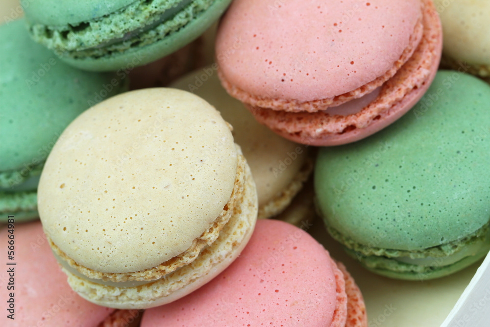 Colorful macaroons, close up Colorful macaroons, close up