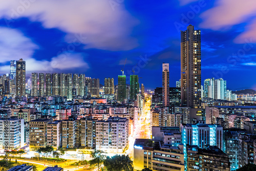 Urban landscape in Hong Kong at night