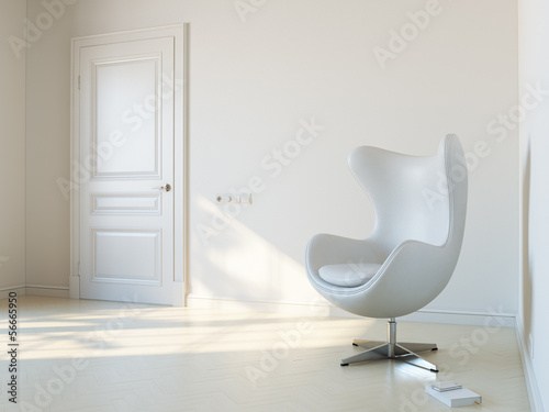 Minimalist White Interior Room With Luxury Armchair 1st Version photo