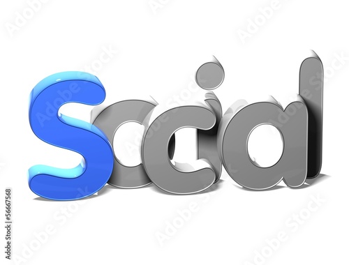 3D Word Social on white background photo