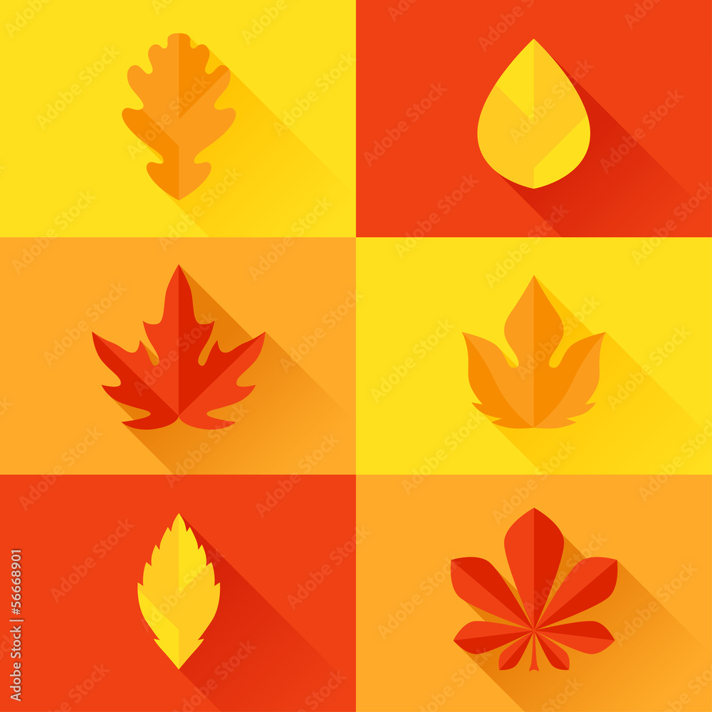 Autumn leaves in flat design style.
