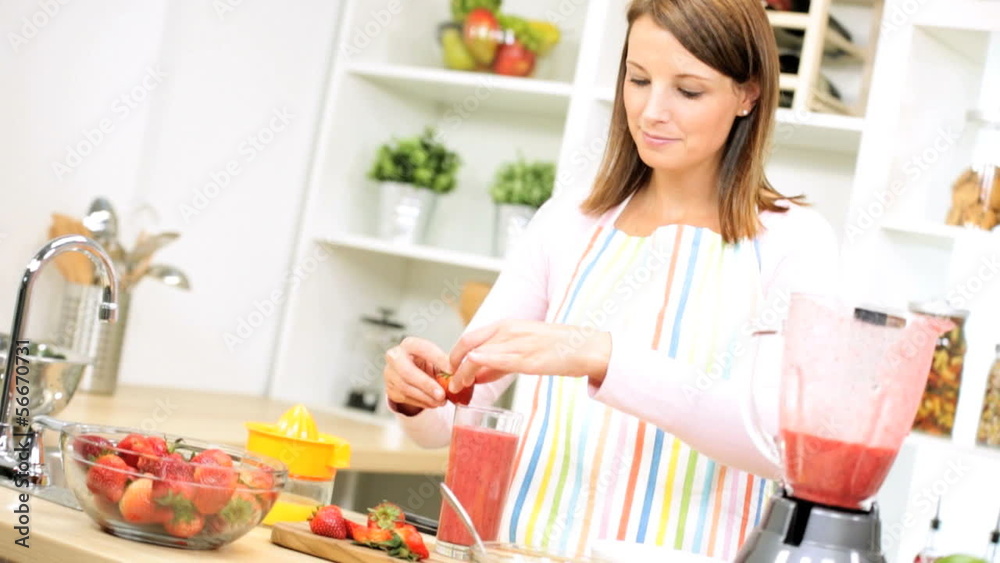 Young Female Homemade Fruit Smoothie Young Female Homemade Fruit Smoothie
