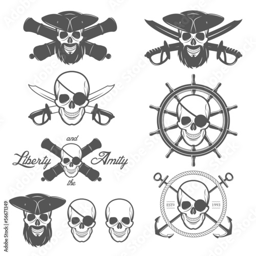 Set of pirate themed design elements