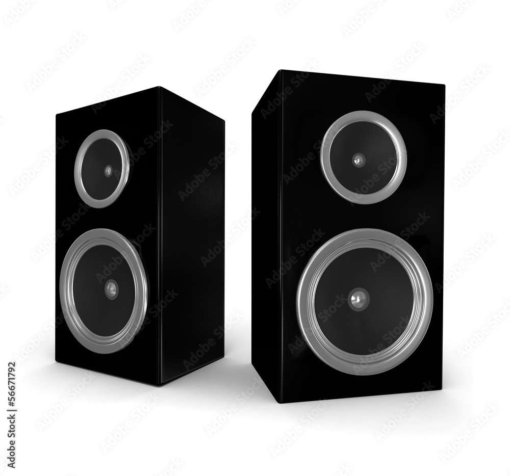 Obraz premium 3d render of two speakers