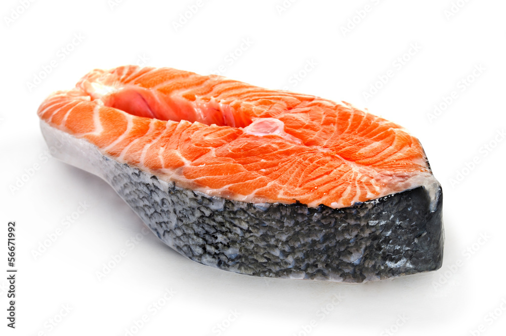 fresh uncooked red fish fillet over white fresh uncooked red fish fillet over white