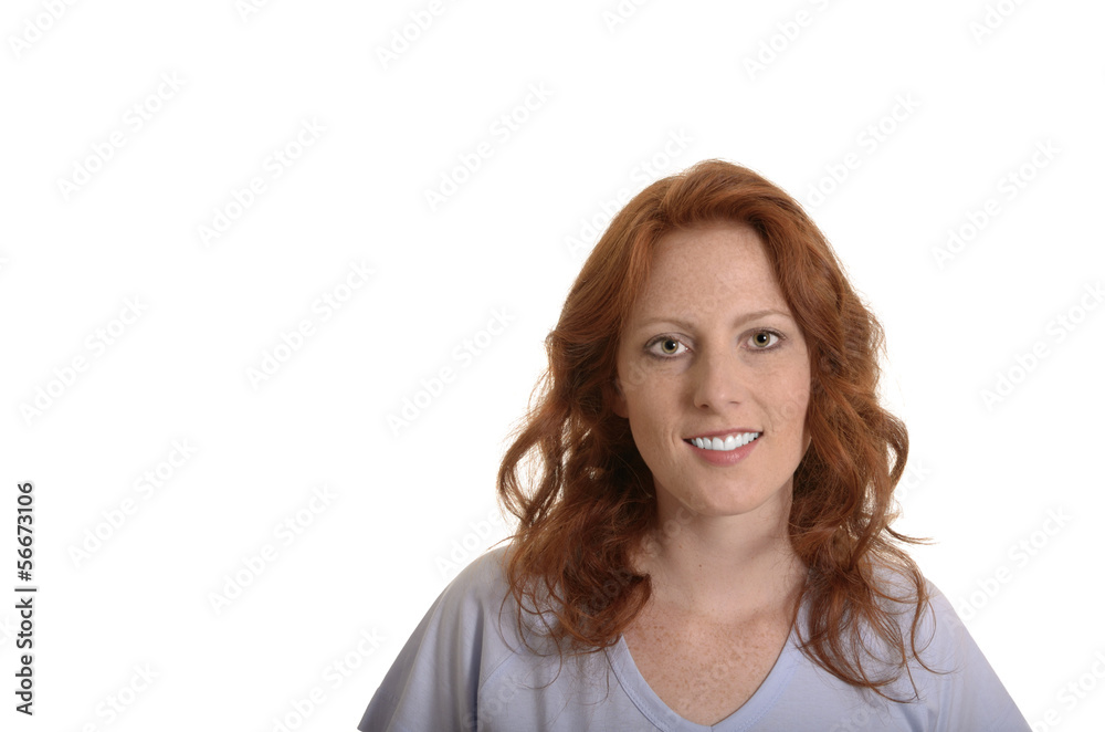 Attraktive rothaarige Frau lächel, Portrait Attraktive rothaarige Frau lächel, Portrait