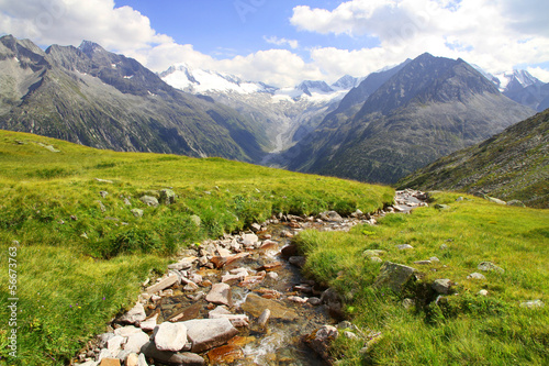 A beautiful view of Olperer above Schlegeisspeicher Lake Zillert photo