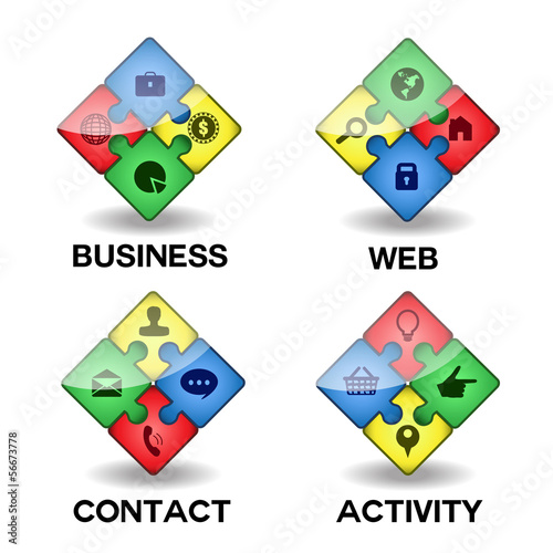 Puzzle Icons Set - Isolated On White Background