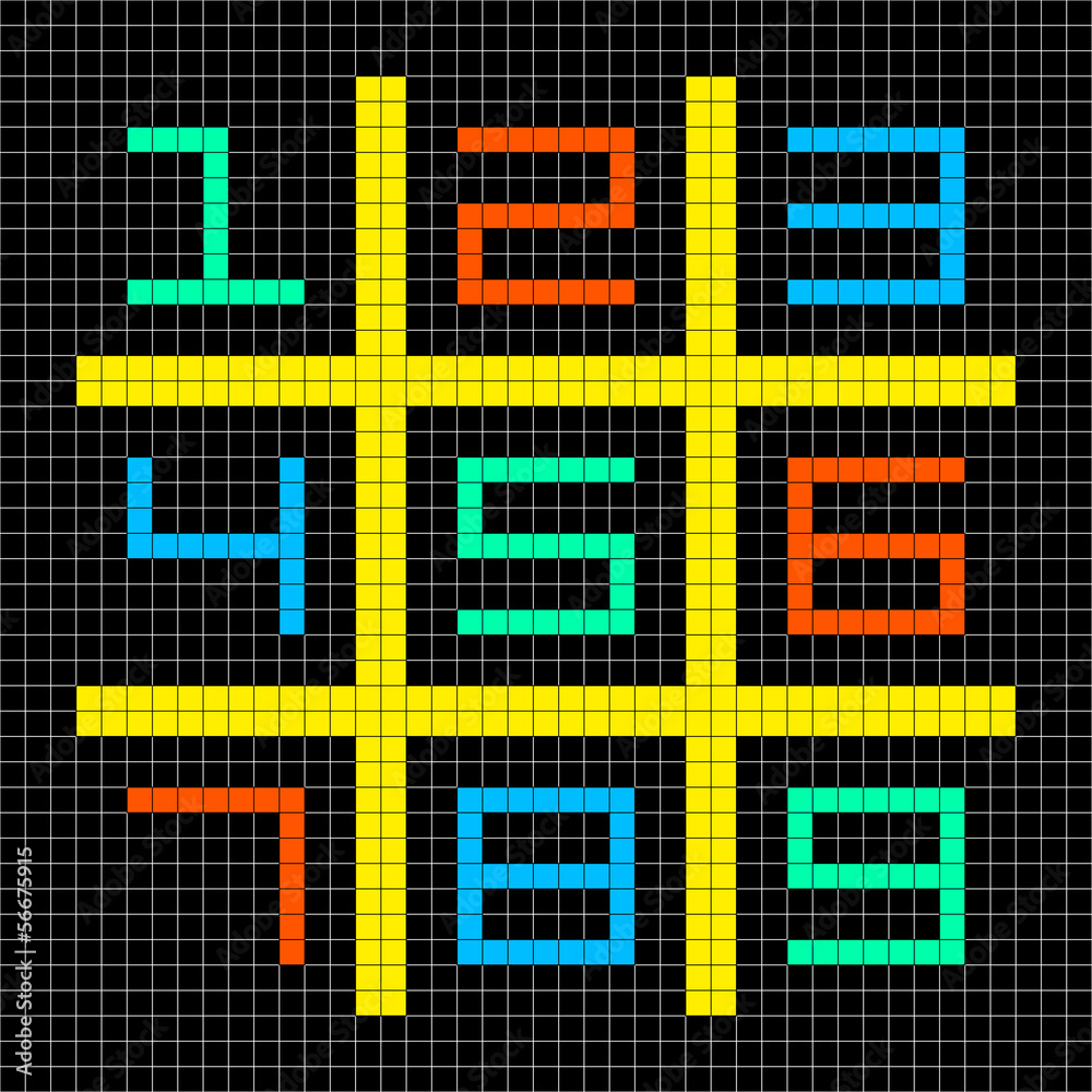 8-bit Pixel Art Numbers 1-9 in a Sudoku Grid 8-bit Pixel Art Numbers 1-9 in a Sudoku Grid