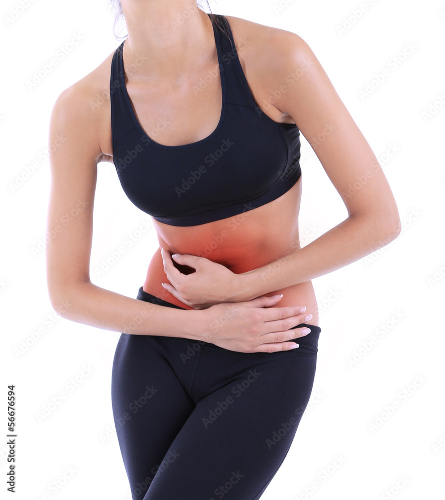 Abdominal pain isolated on white Abdominal pain isolated on white