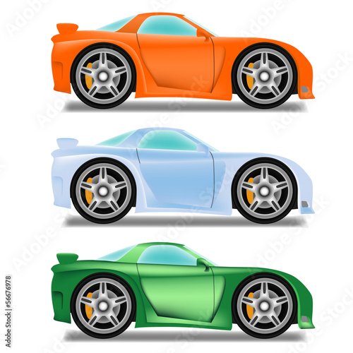 Cartoon race car with big wheels © Black Spring
