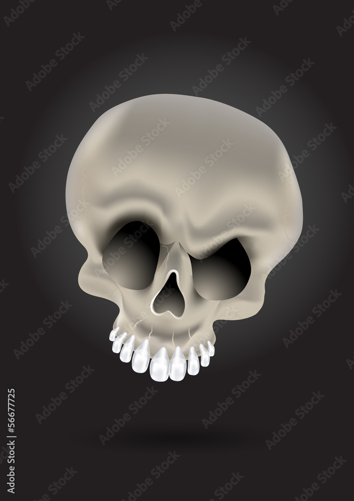 Obraz premium vector cartoon skull with silver teeth