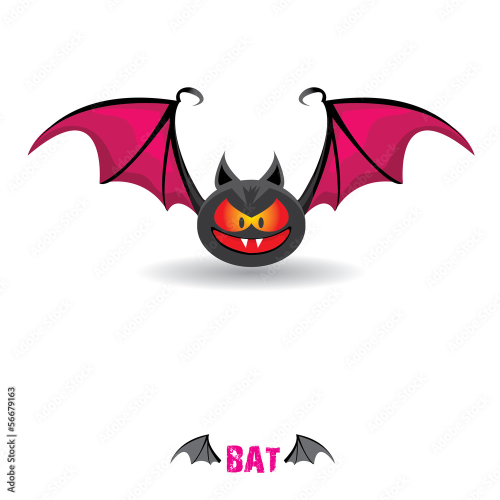 vector funny devil bat with wings. halloween character