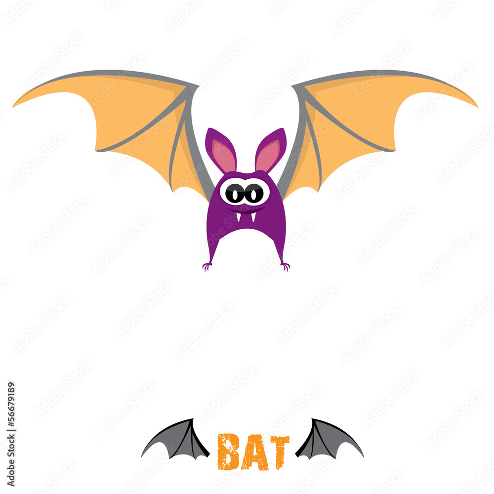 Fototapeta premium vector funny devil bat with wings. halloween character