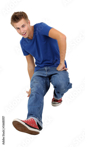 Handsome young man dancing ...