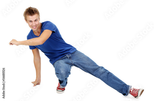 Handsome young man dancing ...