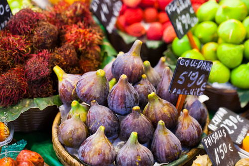 Colourful fruit,figs,market stall in Boqueria market,Barcelona photo