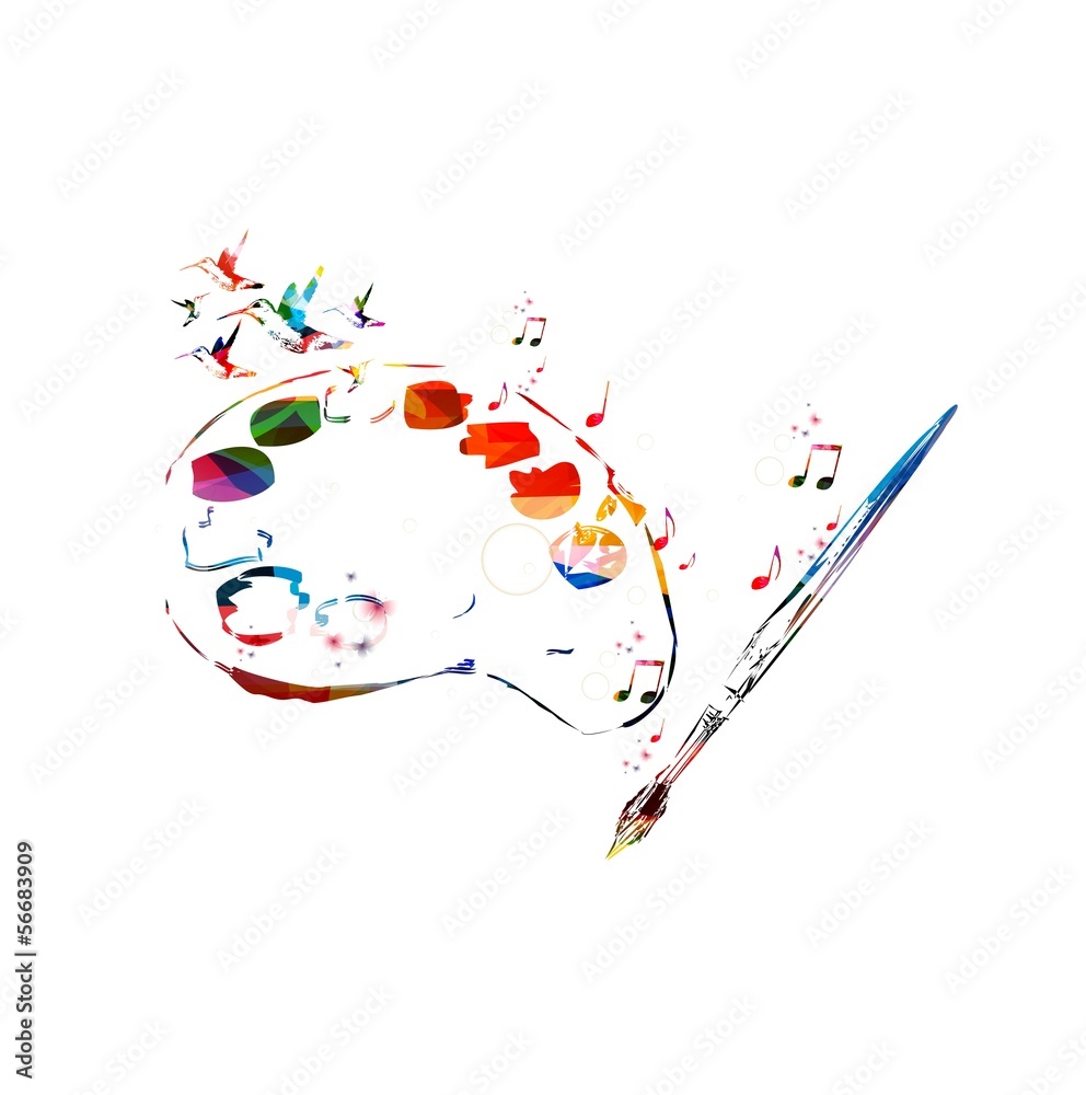 Obraz premium Colorful vector art palette background with hummingbirds