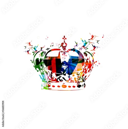 Colorful vector crown background with hummingbirds