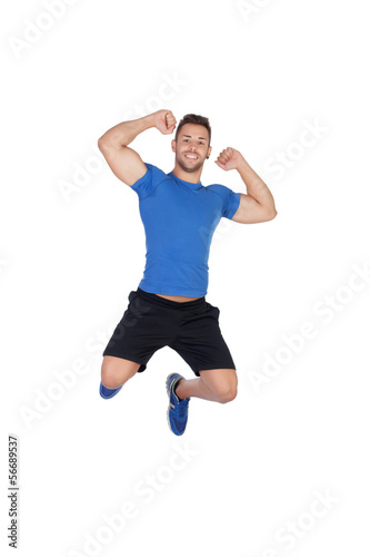 Happy young men jumping
