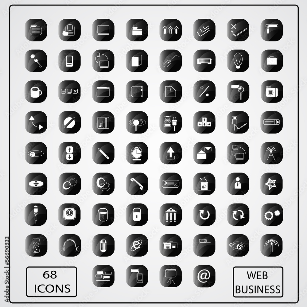 68 Web and Business icons isolated 68 Web and Business icons isolated