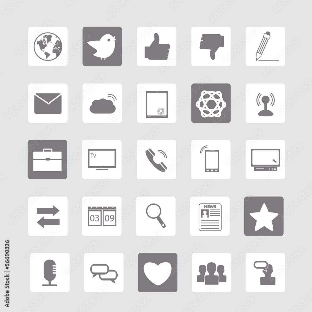 Social Icons Set - Isolated On Gray Background Social Icons Set - Isolated On Gray Background