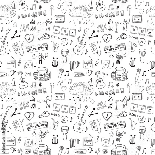 Music symbols. Seamless pattern
