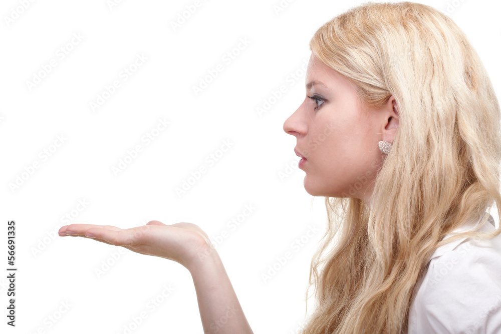 beautiful young woman blowing a kiss beautiful young woman blowing a kiss