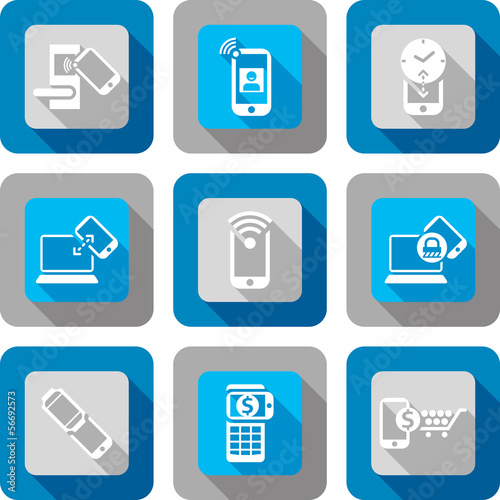 Smart phone with Near Field Communication Icon design set