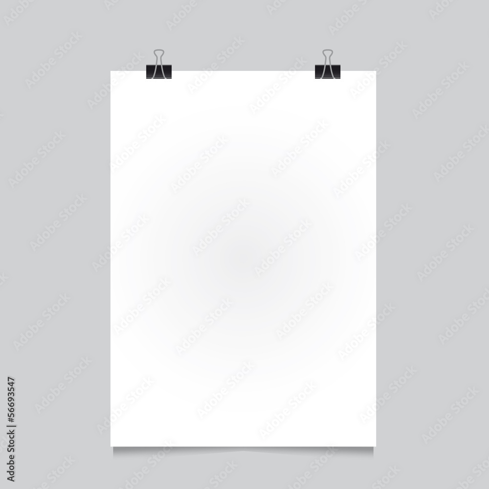 Poster template with bulldog clips vector design Poster template with bulldog clips vector design