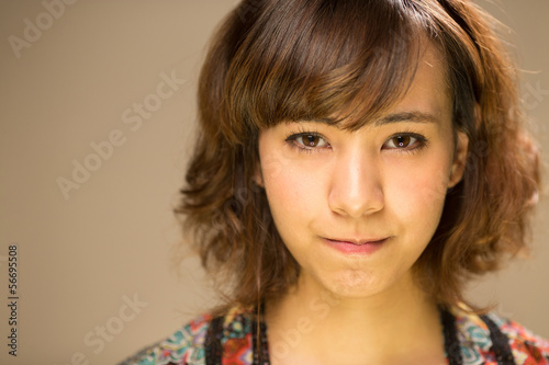 Asian caucasian mixed race woman angry face