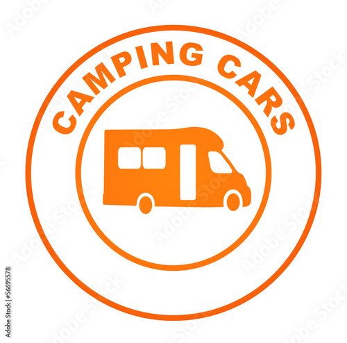 camping cars sur bouton web rond orange