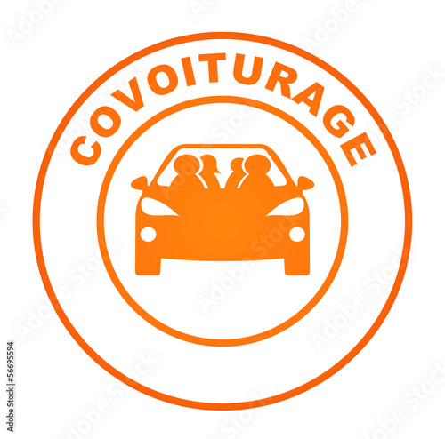 covoiturage sur bouton web rond orange