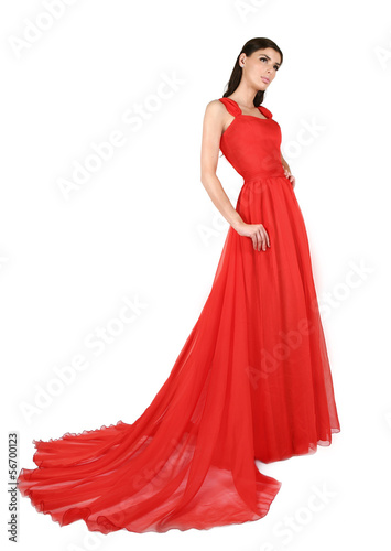 Woman in red, evening dress