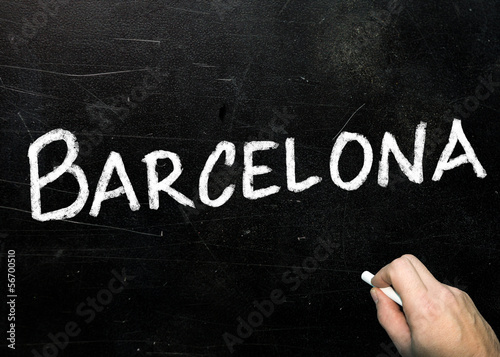 Barcelona written on a used blackboard photo