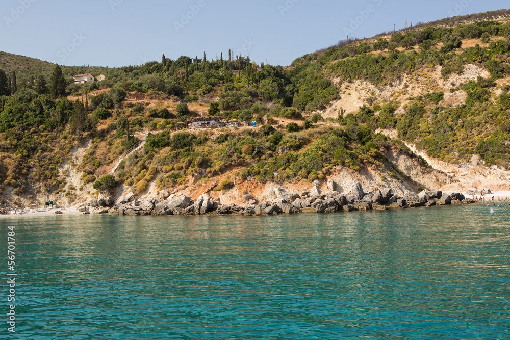 View from the sea to the island of Zakynthos