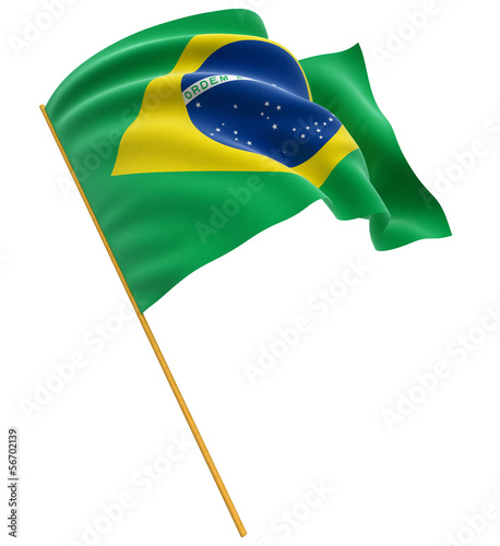 3D Brazilian flag (clipping path included)
