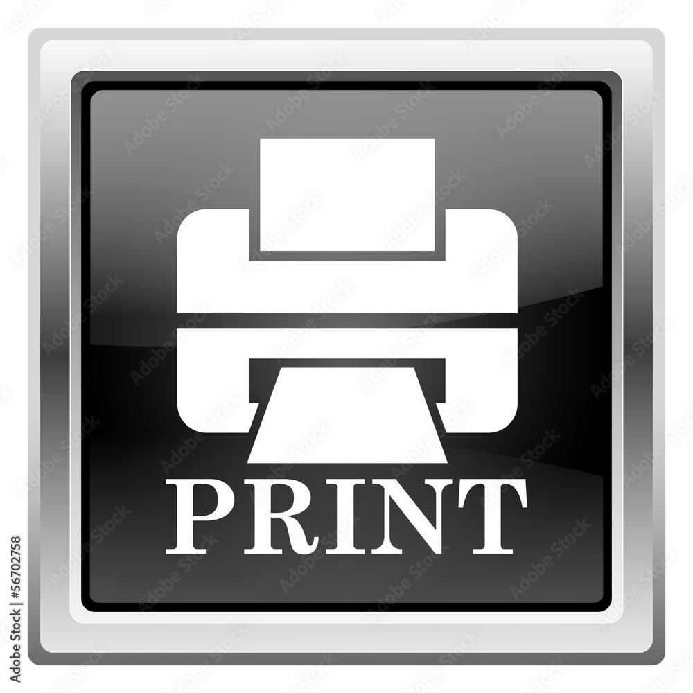 Printer with word PRINT icon